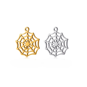 Polished stainless steel spider web pendants in gold and silver for DIY jewelry making