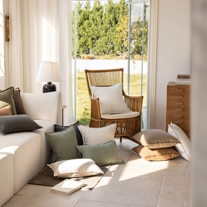 Minimalist solid color jacquard checkered cushion covers in neutral tones for home decor