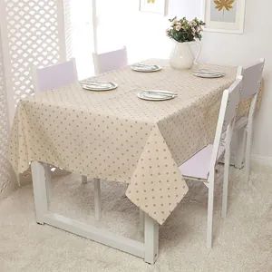 Linen blend cream rectangular tablecloth featuring elegant coffee daisy floral patterns