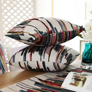 Artistic oil painting style striped table runner and cushions set for home decor
