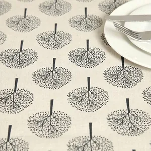 Modern minimalist apple tree pattern tablecloth with lace trim for dining table