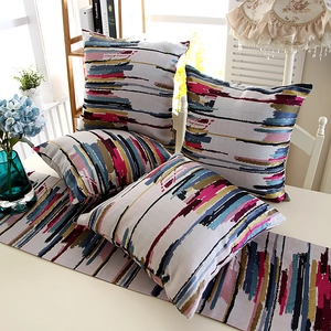 Abstract oil painting style table runner and matching cushion covers set for home decor