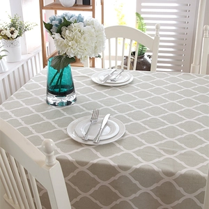 Modern Minimalist Trellis Tablecloth Geometric Lattice Print Table Cover Lace Edge Polyester Fabric Dining Home Decor