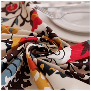 Ethnic style thick cotton canvas tablecloth with colorful sunflower boho patterns