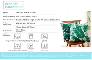 Detail view of heavy linen cotton cushion featuring tropical palm leaf and cactus prints