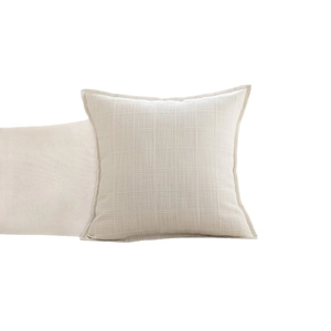 Minimalist cream white checkered throw pillow cover with ruffled edges for sofa and bed