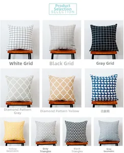 Close-up of Nordic style cushion covers with assorted geometric patterns and animal prints