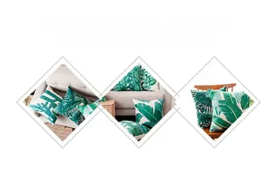 Linen pillow covers with tropical palm and cactus prints for home sofa decoration