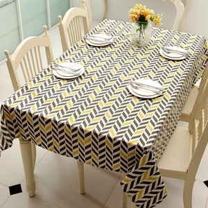 Modern Minimalist Geometric Herringbone Printed Tablecloth Rectangular Cotton Dustproof Decorative Dining Table Cloth For Home