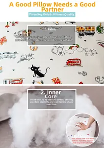Detail of 7D elastic cotton filling and printed fabric texture for sofa pillow