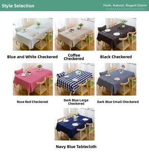 Detail showing various colors and geometric grid patterns of waterproof tablecloths