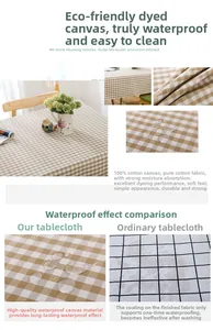 Close-up of brown plaid cotton fabric with waterproof texture and checkered pattern