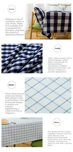Close-up of waterproof yarn-dyed plaid tablecloth showing 3D embossed fabric texture