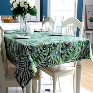 Tropical Rainforest Leaf Print Cotton Canvas Tablecloth Thick Rectangular Nordic Style Kitchen Dining Table Cover Home Decoration
