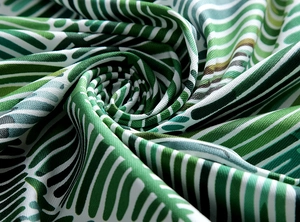 Macro shot showing heavy cotton canvas texture and vibrant green leaf pattern detail