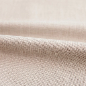 Macro shot of the heavy linen-blend fabric showing natural texture and plain weave pattern
