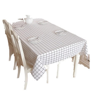 Minimalist black and white plaid rectangle tablecloth in premium cotton polyester fabric