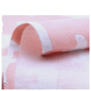 Pink tablecloth with white polar bear print and high-quality stitched edges