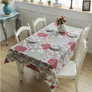 Modern Minimalist Thickened Cotton Canvas Tablecloth American Pastoral Printed Flower Leaf Pattern Rectangular Dining Table Cover Home Decor