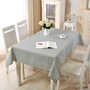 Minimalistische graue und weiße Fischgrät-Tischdecke aus Polyester-Baumwolle für Esstische