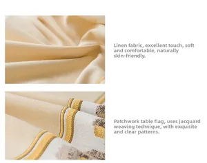 Close-up of waterproof faux linen table runner showing jacquard texture and soft stitching
