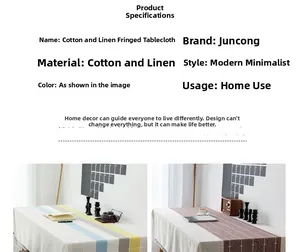 Detailed close-up showing the textures and patterns of striped and plaid tassel tablecloths