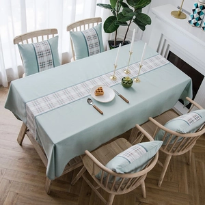 Waterproof Linen-look Spliced Tablecloth Geometric Argyle Plaid Rectangular Dining Table Cloth For Home Wedding Kitchen Decor