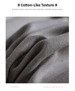 Macro shot of waterproof linen-like fabric with neutral texture for modern table runner