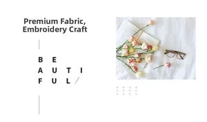 Detail of high-quality cotton linen fabric with exquisite embroidery for table runner