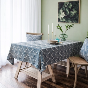 Modern Minimalist Yarn Dyed Jacquard Tablecloth Rectangular Geometric Chevron Triangle Pattern Home Dining Table Cover Decor