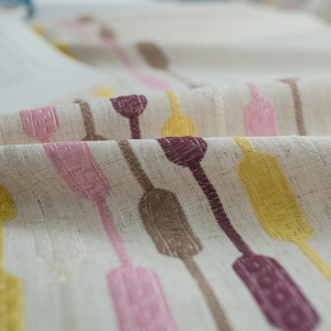 Waterproof cotton linen table runner with colorful feather embroidery and geometric pattern