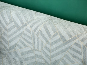 Detailed texture of thick chenille sofa cover with blue-grey geometric vein patterns