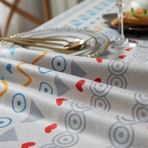Modern minimalist geometric printed tablecloth with thick cotton linen texture fabric