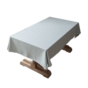 Thickened light grey faux linen rectangular tablecloth with modern minimalist texture