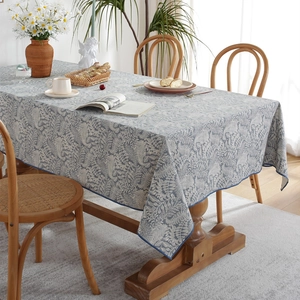 American Pastoral Waterproof Oilproof Polyester Tablecloth Nordic Floral Plant Printed Rectangular Dining Table Cloth Cover
