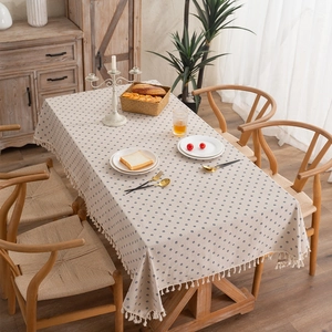 Modern Minimalist Daisy Printed Tablecloth With Tassels Rectangular Cotton Fabric Dustproof Table Cover For Home Decor