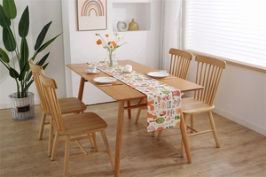 Detailed close-up of thickened Easter table runner featuring bunnies and spring motifs