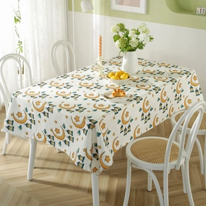 Ramadan Moon Star Lantern Printed Polyester Tablecloth Rectangular Waterproof Dustproof Table Cover For Eid Mubarak Home Decoration