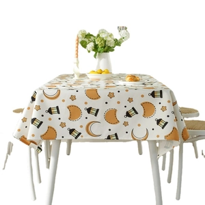 Rectangle Ramadan tablecloth with moon star prints and decorative table settings