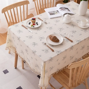Pastoral Cream Sunflower Rectangular Tablecloth With Tassels Polyester Printed Jacquard Dustproof Decorative Dining Table Cloth