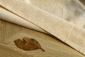Close-up of natural linen texture and tassels on Japanese style partition curtain