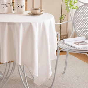 Tovaglia rotonda in cotone bianco minimalista con trama morbida per casa e bar interni