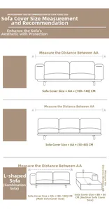 Detailed size guide chart for measuring Nordic chenille sofa covers on different couch types