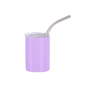 Mini bicchiere da 3oz in acciaio inossidabile lilla chiaro con coperchio e cannuccia