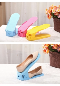Adjustable double-layer shoe rack organizer with non-slip surface for space-saving storage