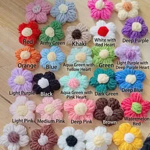 Handmade crochet milk cotton flowers in various colors for DIY accessories and crafts
