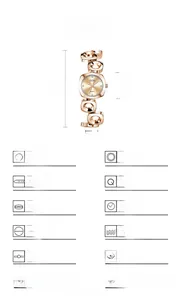 Detailed specs of GEDI rose gold quartz watch with 24.5mm dial and alloy strap