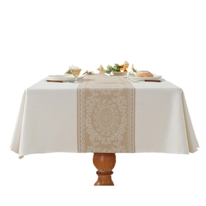 Nappe rectangulaire nordique en polyester avec motifs jacquard géométriques marron rétro