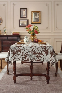 Close-up of tropical palm leaf jacquard weave pattern on a premium rectangle tablecloth