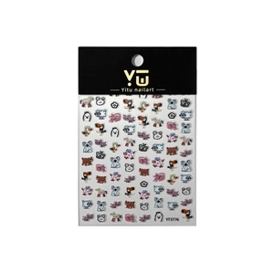 3D embossed cute cartoon animal nail art stickers featuring koalas and bears YT3776
